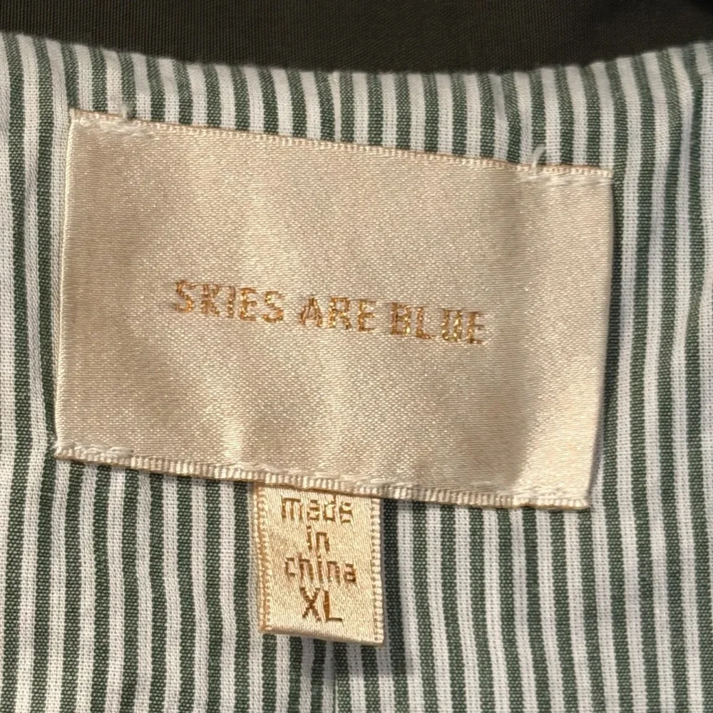Skies Are‎ Blue Women's Olive Green Trench Jacket Size XL Double Breasted